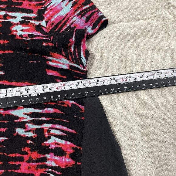 Kensie Pieces NWT Red Pop Combo Dress Sz M Asymmetric Black Rave Disco Abstract - Picture 12 of 14